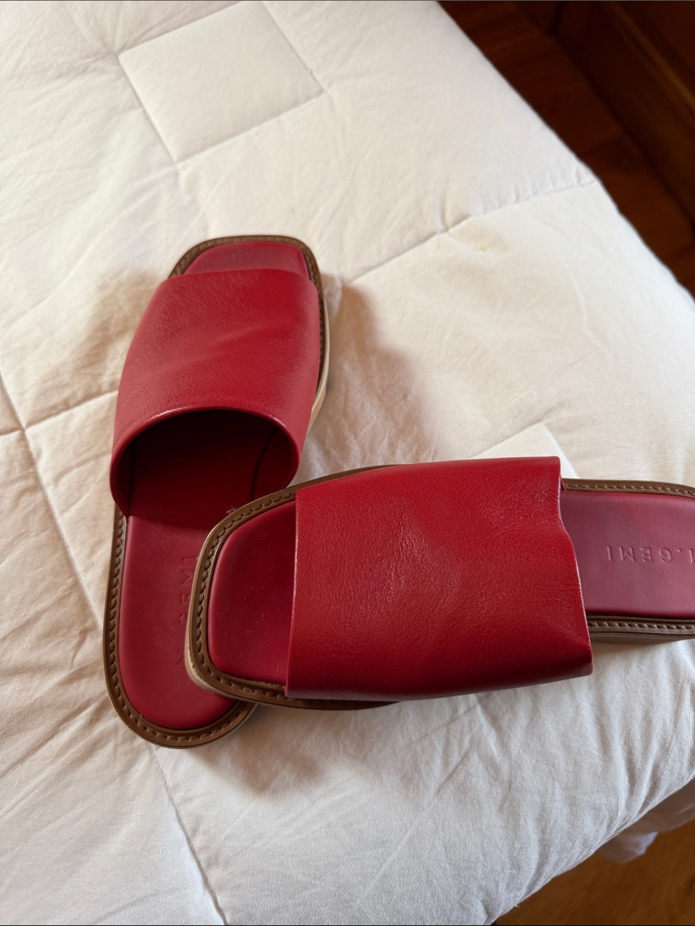 M. Gemi Red Leather Slide Mules